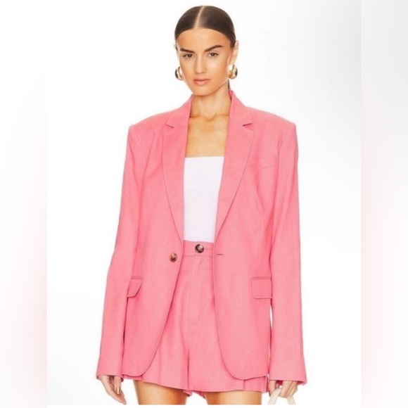 A.L.C. 'Donovan' Linen-Blend Blazer Jacket, Dark Grapefruit - Size 6 - Picture 1 of 5
